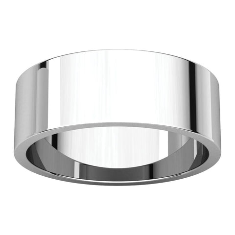 14k White Gold 7mm Flat Band, Size 6.5