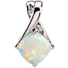 Opal & Diamond Pendant in 14K White Gold