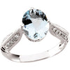 1/8 CTTW Genuine Aquamarine and Diamond Ring in 14k White Gold ( Size 6 )