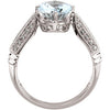 14k White Gold Aquamarine & Diamond Accented Ring, Size 7
