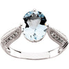 14k White Gold Aquamarine & Diamond Accented Ring, Size 7