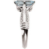 14k White Gold Aquamarine & Diamond Accented Ring, Size 7