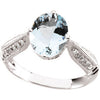 14k White Gold Aquamarine & Diamond Accented Ring, Size 7
