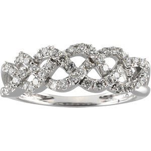 14k White Gold 1/2 CTW Diamond Anniversary Band, Size 7