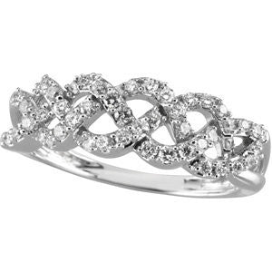 14k White Gold 1/2 CTW Diamond Anniversary Band, Size 7
