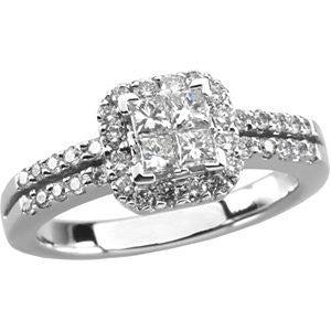 14k White Gold 3/4 CTW Diamond Engagement Ring , Size 7
