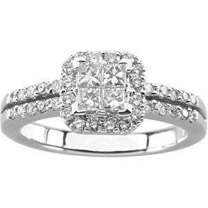 14k White Gold 3/4 CTW Diamond Engagement Ring , Size 7