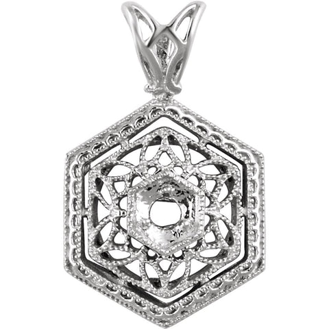 14k Yellow Gold .03 CT Diamond Filigree Pendant
