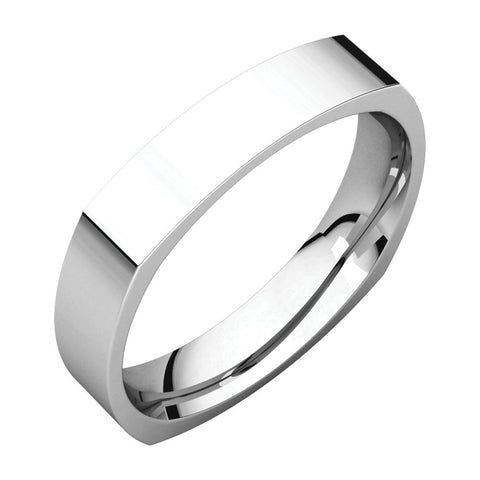 14k White Gold 4mm Square Comfort Fit Band, Size 7
