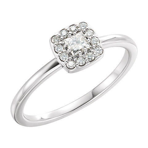 14k White Gold 1/4 CTW Diamond Stackable Ring, Size 7