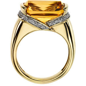 14k Yellow Gold Citrine & Diamond Accented Ring, Size 7