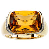 14k Yellow Gold Citrine & Diamond Accented Ring, Size 7