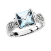 14K White Gold Aquamarine & 1/8 CTW Diamond Ring (Size 6)