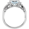 14k White Gold Aquamarine & 1/8 CTW Diamond Ring, Size 7