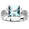 14k White Gold Aquamarine & 1/8 CTW Diamond Ring, Size 7