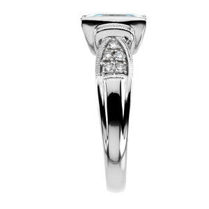 14k White Gold Aquamarine & 1/8 CTW Diamond Ring, Size 7