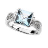 14k White Gold Aquamarine & 1/8 CTW Diamond Ring, Size 7