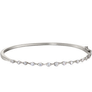 14k White Gold 1 CTW Diamond Bangle Bracelet