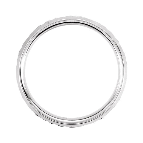 14k White Gold 7.5mm Fancy Carved Band Size 9