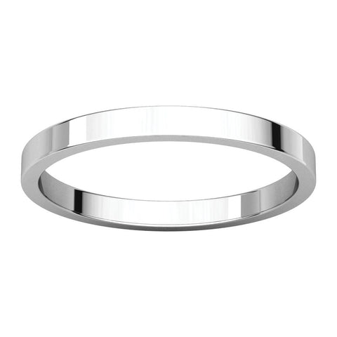 14k White Gold 2mm Flat Band, Size 9.5