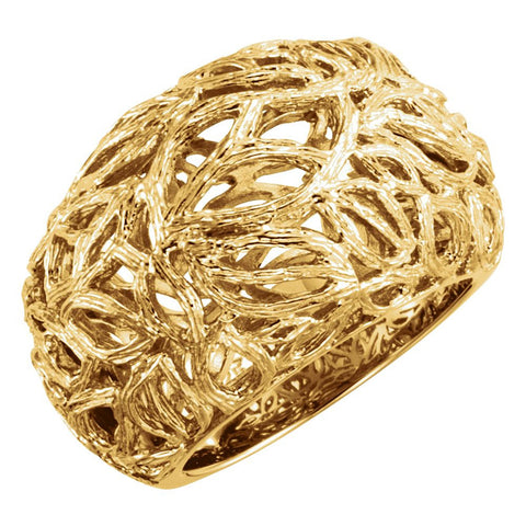 14K Yellow Gold-Plated Sterling Silver Textured Bark Dome Ring, Size 7