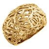 Sterling Silver Yellow Gold Plated Textured Bark Dome Ring, Size 7