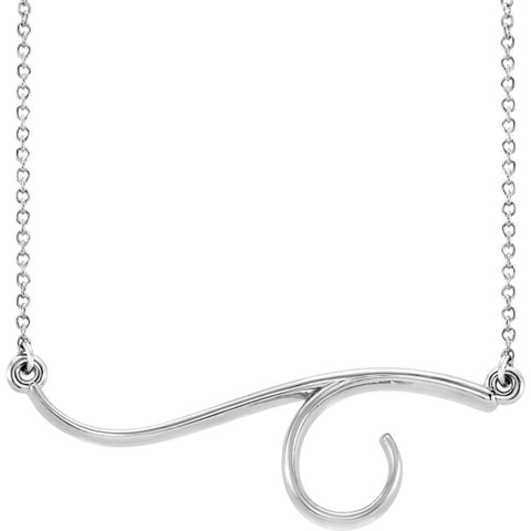 14k White Gold Freeform Bar 16" Necklace