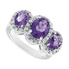 14k White Gold Amethyst & .04 CTW Diamond Ring, Size 7