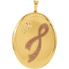 Gold Plated Sterling 26X20mm Oval Breast Cancer Awareness Locket