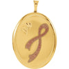 Gold Plated Sterling 26X20mm Oval Breast Cancer Awareness Locket