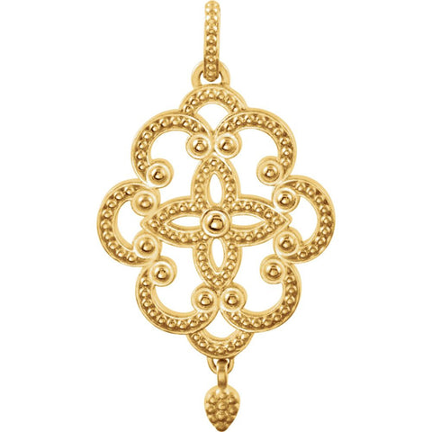 14k Yellow Gold Granulated Pendant or Necklace