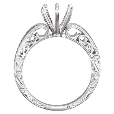 14k White Gold 5.8mm Round Engagement Ring Mounting Size 6
