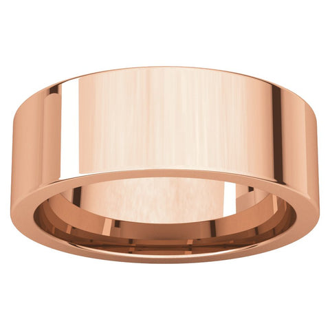 14k Rose Gold 7mm Flat Comfort Fit Band, Size 9