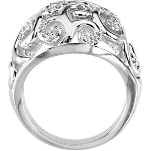 Sterling Silver CTW 1/6 Diamond Filigree Scroll Ring , Size 7