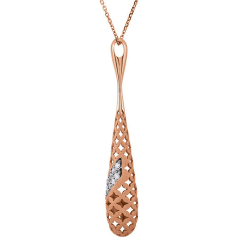 14k Rose Gold 1/3 CTW Diamond Pierced Style 18" Necklace
