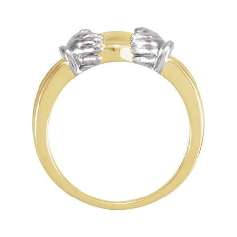 14K Yellow & White Ladies Claddagh Ring, Size 7