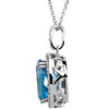 14k White Gold Swiss Blue Topaz & 3/8 CTW Diamond 18" Necklace