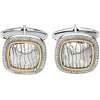 Sterling Silver & 14k Yellow Gold Diamond Cuff Links