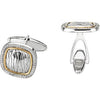 Pair of 1/2 CTTW Diamond Cuff Links in Sterling Silver and 14k Yellow Gold