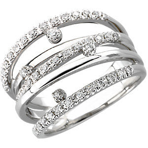 14k White Gold 1/3 CTW Diamond Right Hand Ring, Size 7