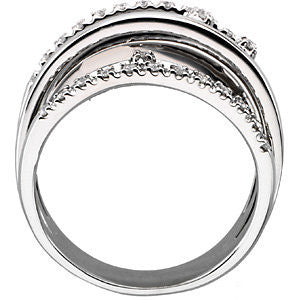 14k White Gold 1/3 CTW Diamond Right Hand Ring, Size 7