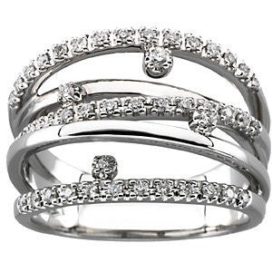 14k White Gold 1/3 CTW Diamond Right Hand Ring, Size 7