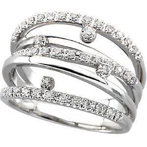 14k White Gold 1/3 CTW Diamond Right Hand Ring, Size 7