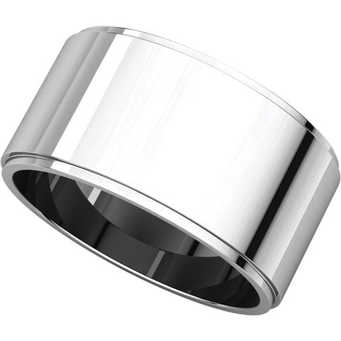 14k White Gold 10mm Flat Edge Band, Size 9.5