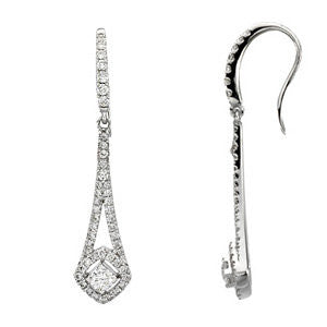 14k White Gold 3/4 CTW Diamond Chandelier Earrings