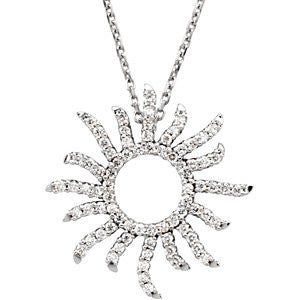 14k White Gold Beaming Sun Necklace