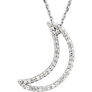 14k White Gold 1/5 CTW Diamond Crescent Moon 16" Necklace