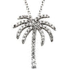 14K White Gold 1/3 CTW Diamond Palm Tree 16-Inch Necklace