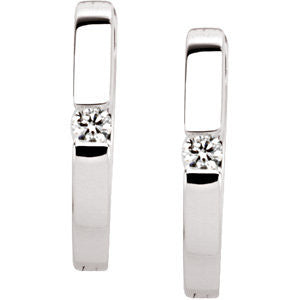 14k White Gold .07 CTW Diamond Hoop Earrings