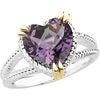 Sterling Silver and 14K Yellow Gold Amethyst Ring (Size 6 )